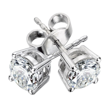 14KW Diamond Solitaire Stud Earrings w/ 0.75 ctw